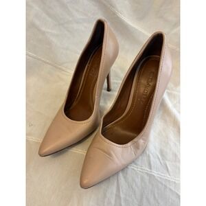 Coach Nude Beige Leather Pointed Toe Pumps Stiletto Heels Womens Size 6